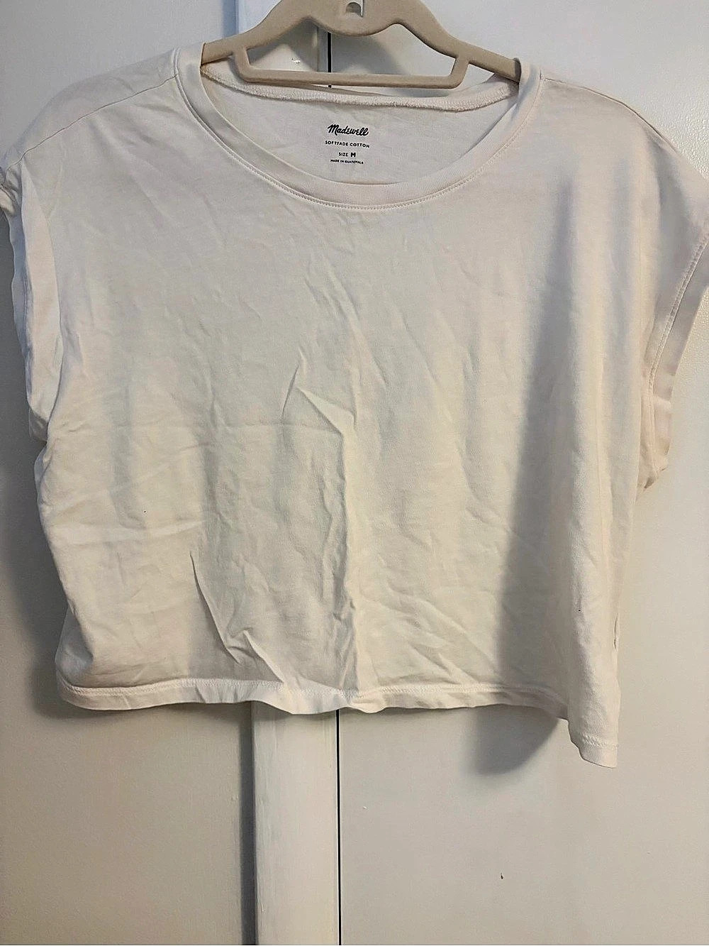 Madewell Softfade White Cotton Cropped Shirt Like New